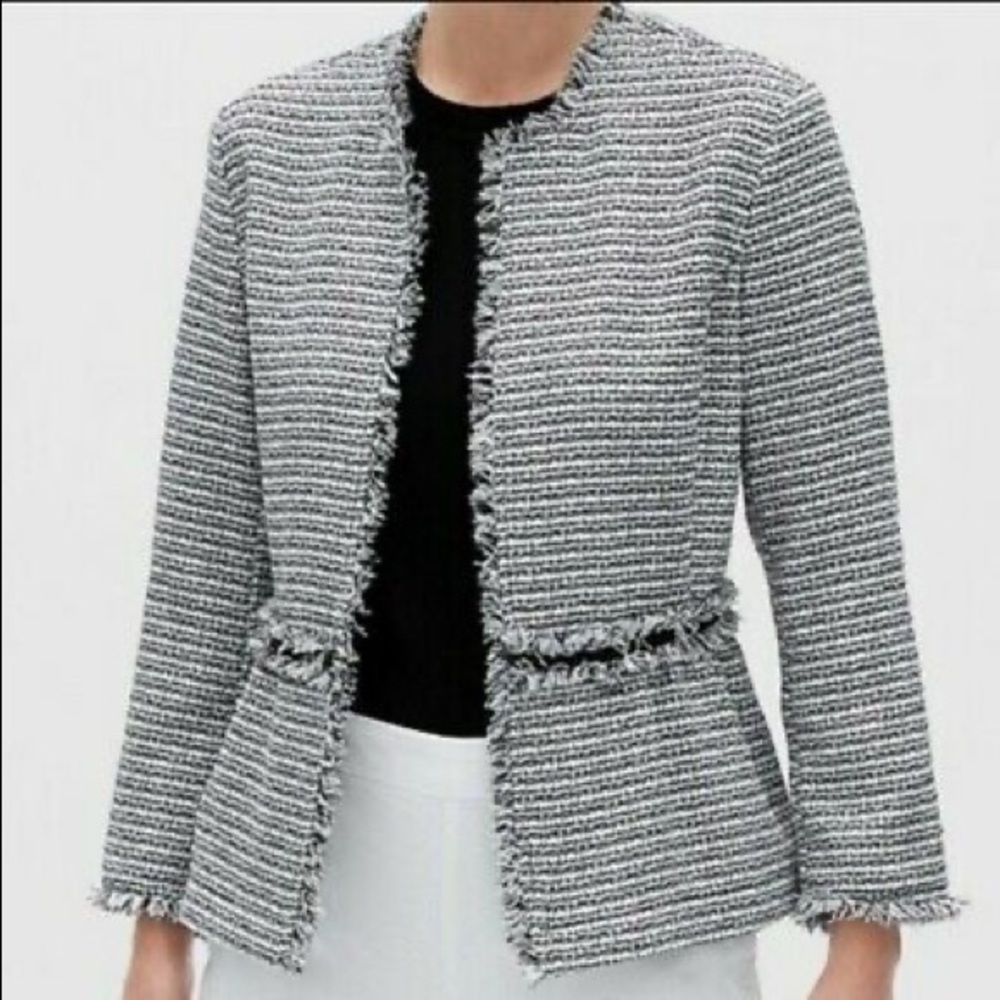 NWT Banana Republic Peplum Tweed Jacket Grey Women's Sz XS